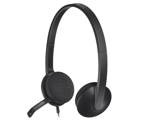 אוזניות Logitech Stereo Headset H340 עם מיקרופון בצבע שחור