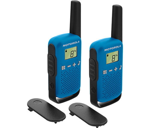 זוג מכשירי קשר Motorola Talkabout T42 Walkie-Talkie עד כ- 4 ק"מ, בצבע כחול