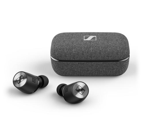 אוזניות אלחוטיות עם מיקרופון Sennheiser Momentum True Wireless 2 Bluetooth בצבע שחור הכוללות כיסוי טעינה