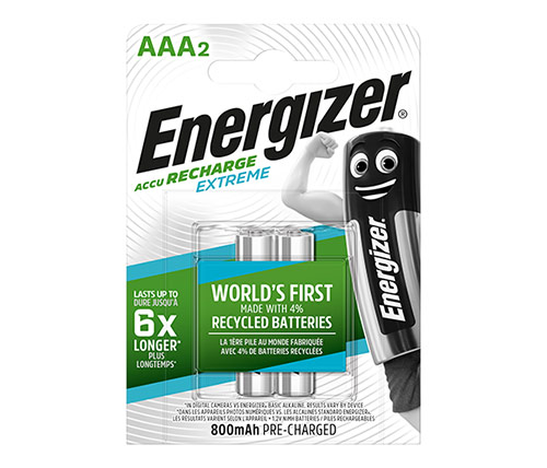 מארז 2 סוללות נטענות Energizer Recharge Extreme AAA