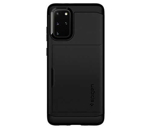 כיסוי לטלפון Spigen Slim Armor CS Samsung Galaxy S20 Plus בצבע שחור הכולל מגירה עד לשני כרטיסים