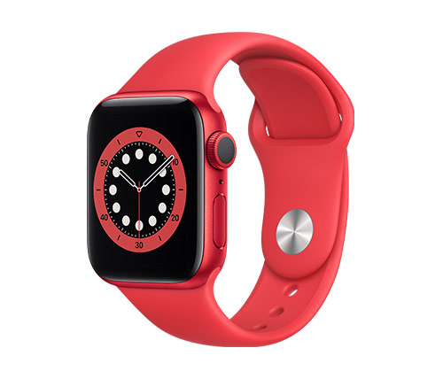 שעון חכם אפל Apple Watch Series 6 GPS 40mm בצבע Red Aluminium Case עם רצועת ספורט אדומה