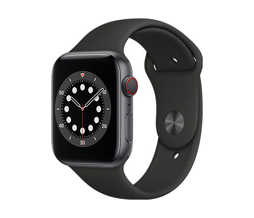שעון חכם אפל Apple Watch Series 6 GPS + Cellular 44mm בצבע Space Gray Aluminum Case עם רצועת ספורט שחורה