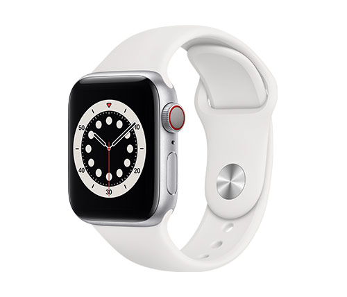 שעון חכם אפל Apple Watch Series 6 GPS + Cellular 40mm בצבע Silver Aluminum Case עם רצועת ספורט לבנה
