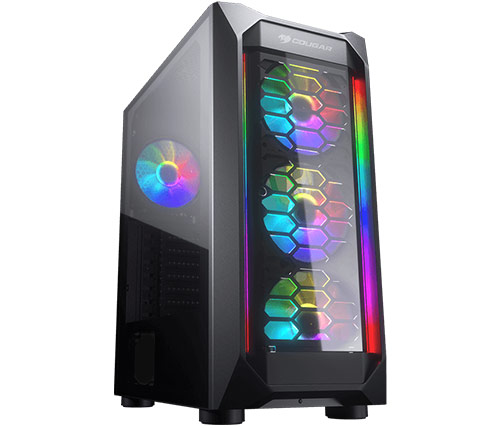 מארז מחשב Cougar MX410-G RGB בצבע שחור כולל חלון צד
