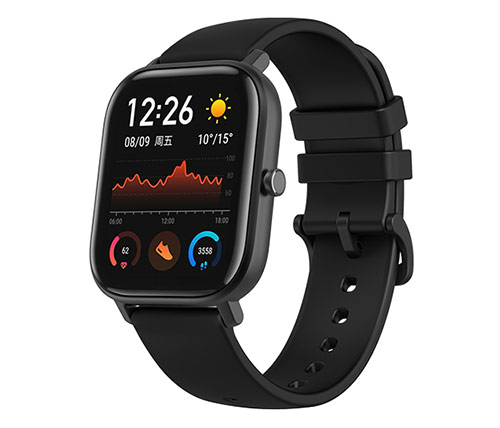 שעון חכם Amazfit GTS בצבע שחור עם רצועה שחורה, אחריות היבואן הרשמי