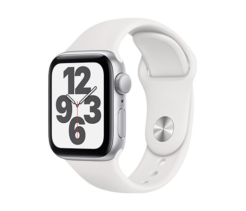 שעון חכם אפל Apple Watch SE GPS 40mm בצבע כסוף עם רצועת ספורט לבנה
