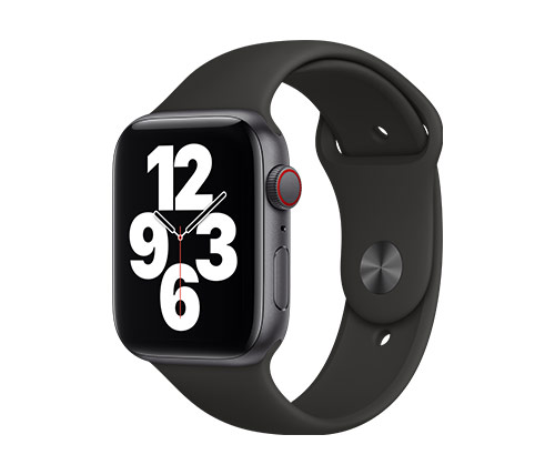 שעון חכם אפל Apple Watch SE GPS + Cellular 44mm בצבע אפור חלל עם רצועת ספורט שחורה
