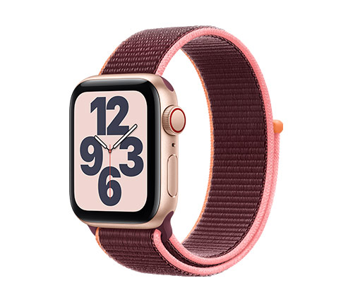 שעון חכם אפל Apple Watch SE GPS + Cellular 40mm בצבע זהב, צבע רצועה Plum Sport Loop