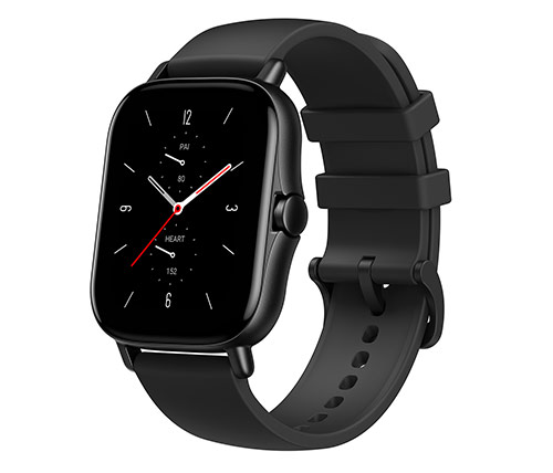 שעון חכם Amazfit GTS 2 בצבע שחור עם רצועה שחורה, אחריות היבואן הרשמי ח.י
