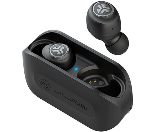 אוזניות אלחוטיות Bluetooth עם מיקרופון JLab JBuds Go Air True Wireless בצבע שחור הכוללות כיסוי טעינה