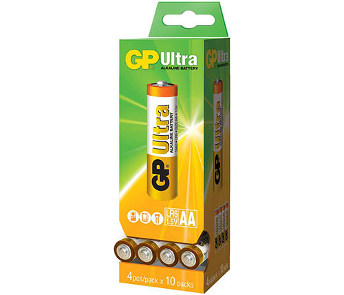40 סוללות AA לא נטענות GP Ultra Alkaline