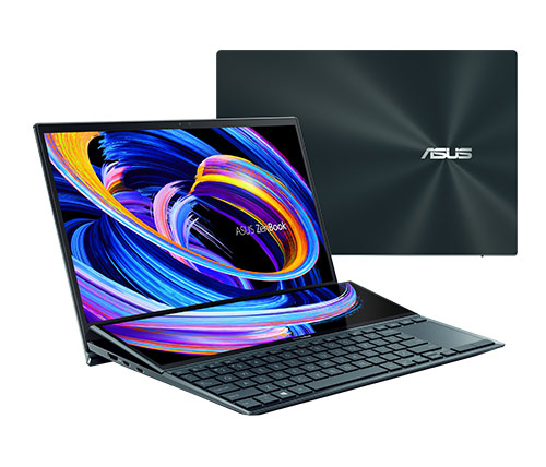 מחשב נייד עם מסך מגע "14 Asus Zenbook Duo 14 UX482EA-KA072T i7-1165G7 כונן 1TB SSD, זכרון 16GB ומ. גרפי Intel Iris Xe Graphics