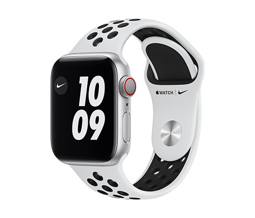 שעון חכם אפל Apple Watch Nike Series 6 GPS + Cellular 40mm בצבע Silver Aluminium Case עם רצועת ספורט Pure Platinum / Black