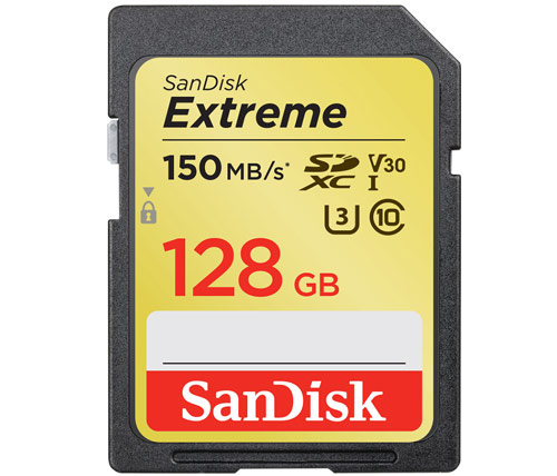 כרטיס זכרון SanDisk Extreme SDXC UHS-I SDSDXV5-128G - בנפח 128GB