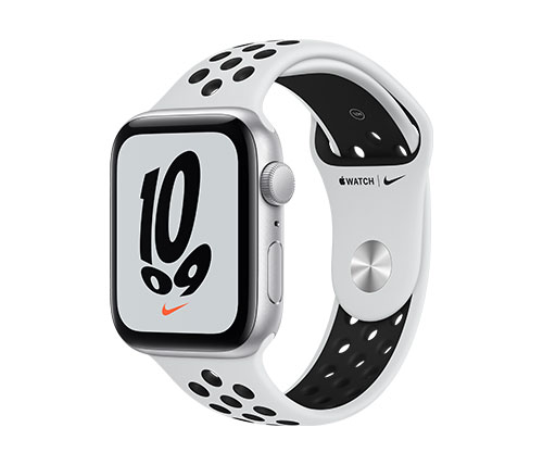 שעון חכם אפל Apple Watch Nike SE GPS 44mm בצבע Silver Aluminium Case עם רצועת Pure Platinum/Black Nike Sport Band