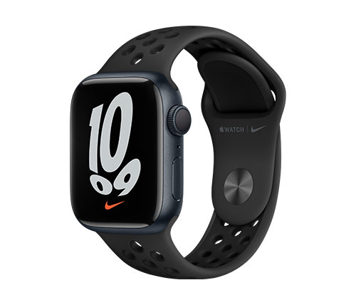שעון חכם אפל Apple Watch Nike Series 7 GPS 41mm בצבע Midnight Aluminium Case עם Anthracite/Black Nike Sport Band