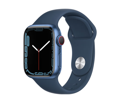 שעון חכם אפל Apple Watch Series 7 GPS + Cellular 41mm בצבע Blue Aluminium Case עם Abyss Blue Sport Band