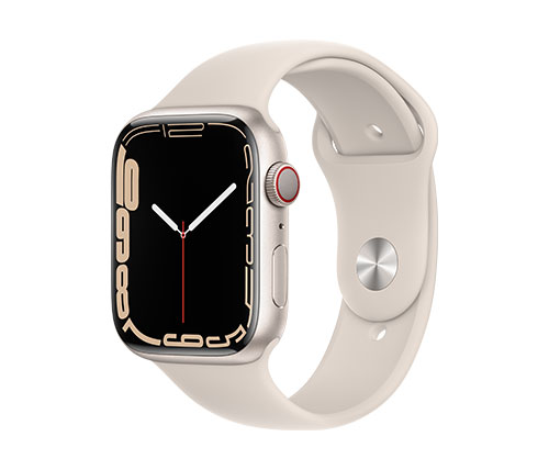 שעון חכם אפל Apple Watch Series 7 GPS + Cellular 45mm בצבע Starlight Aluminium Case עם Starlight Sport Band