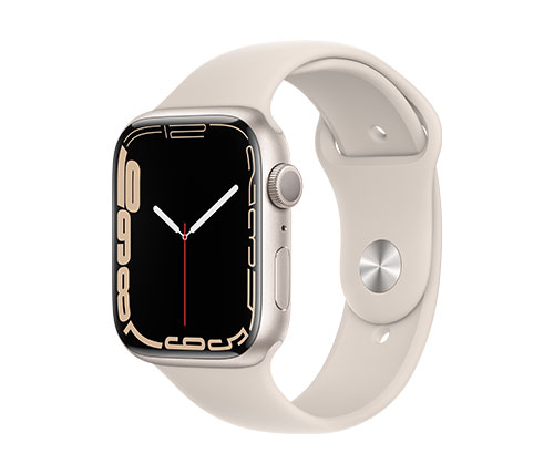 שעון חכם אפל Apple Watch Series 7 GPS 45mm בצבע Starlight Aluminium Case עם Starlight Sport Band