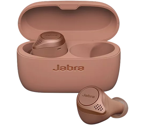 אוזניות ספורט אלחוטיות Jabra Elite Active 75T Bluetooth בצבע ורוד כתום עם מיקרופון הכוללות כיסוי טעינה