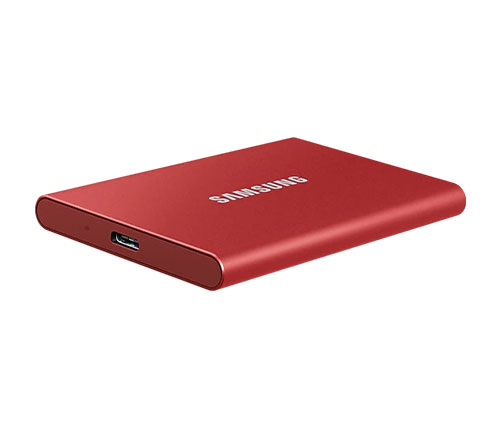 כונן SSD חיצוני נייד Samsung Portable SSD T7 USB3.2 1TB בצבע אדום