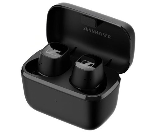 אוזניות אלחוטיות עם מיקרופון Sennheiser CX Plus True Wireless Bluetooth בצבע שחור הכוללות כיסוי טעינה