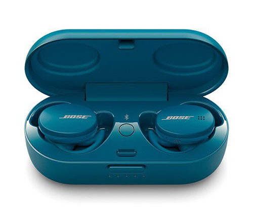 אוזניות ספורט אלחוטיות Bose Sport Earbuds Bluetooth עם מיקרופון בצבע Baltic Blue הכוללות כיסוי טעינה