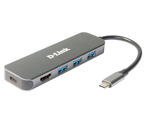 מתאם D-Link DUB-2333 USB-C 5-in-1 מ-USB Type C ל- USB-A 3.0 / HDMI / USB Type C 3.0