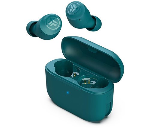אוזניות אלחוטיות Bluetooth עם מיקרופון JLab Go Air Pop True Wireless Earbuds בצבע ירוק כחול הכוללות כיסוי טעינה