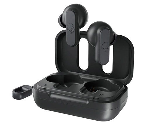 אוזניות אלחוטיות Bluetooth עם מיקרופון Skullcandy Dime True Wireless Earbuds בצבע שחור הכוללות כיסוי טעינה