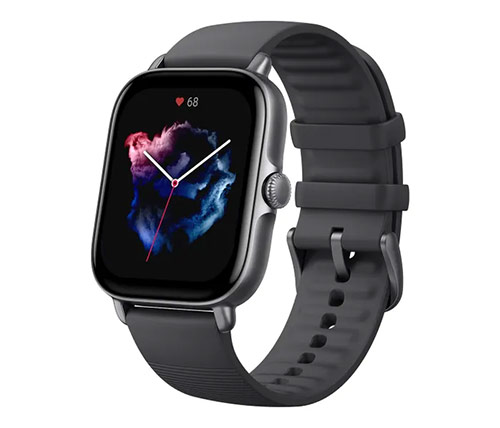 שעון חכם Amazfit GTS 3 בצבע שחור עם רצועה שחורה, אחריות היבואן הרשמי ח.י