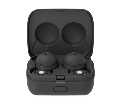אוזניות אלחוטיות WF-L900 Bluetooth עם מיקרופון בצבע שחור אפור הכוללות כיסוי טעינה 