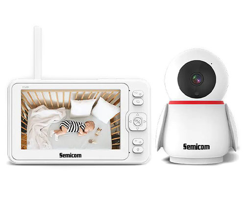 אינטרקום מוניטור Semicom לתינוק עם מצלמה 360 מעלות ומסך  "5 נייד