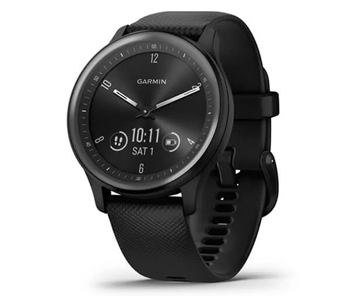שעון חכם Garmin Vivomove Sport בצבע שחור רצועה שחורה אחריות היבואן הרשמי