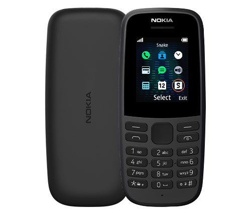 טלפון סלולרי Nokia 105  בצבע שחור - שנה אחריות היבואן הרשמי