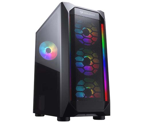 מארז מחשב Cougar MX410MG-RGB בצבע שחור כולל חלון צד