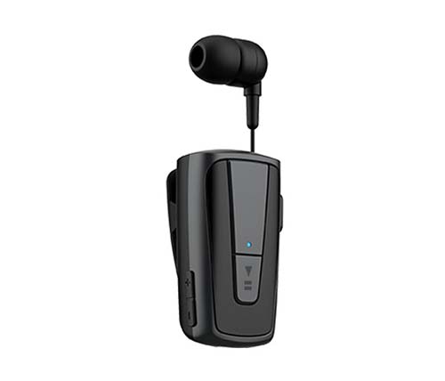 אוזניית דיבורית Bluetooth עם כבל נשלף וקליפס לבגד Sygnet BT-BTR950 - צבע שחור 