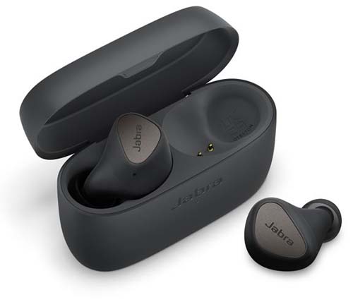אוזניות אלחוטיות Jabra Elite 4 Bluetooth עם מיקרופון בצבע אפור הכוללות כיסוי טעינה