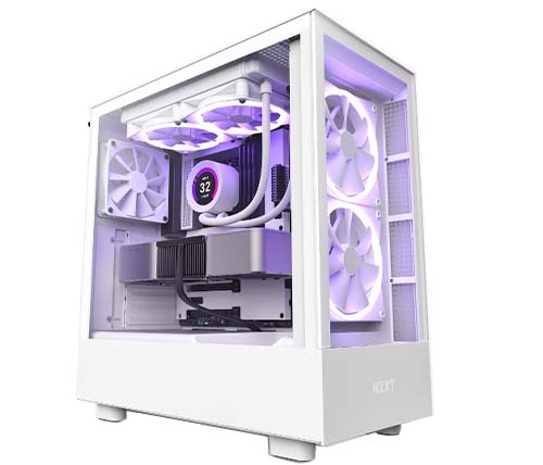 מארז מחשב NZXT H5 Elite בצבע לבן כולל חלון צד Tempered Glass 