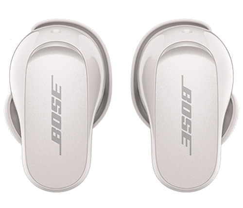 אוזניות אלחוטיות Bose QuietComfort Earbuds II Bluetooth עם מיקרופון בצבע לבן הכוללות כיסוי טעינה 