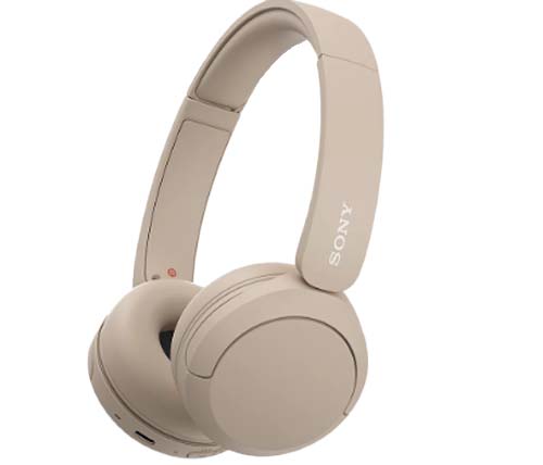 אוזניות אלחוטיות Sony WH-CH520 עם מיקרופון Bluetooth בצבע בז' 