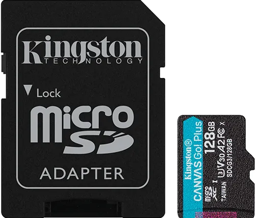 כרטיס זכרון Kingston Canvas Go! Plus microSDXC SDCG3/128GB כולל מתאם SD - בנפח 128GB