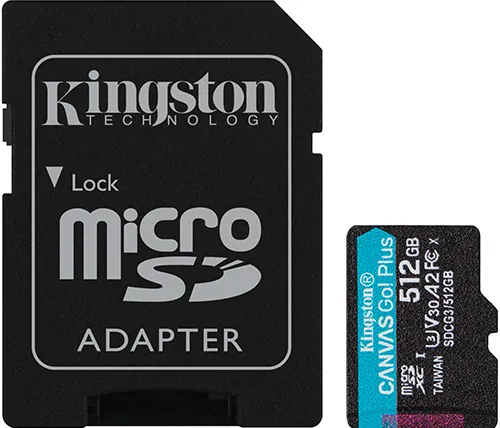 כרטיס זכרון Kingston Canvas Go! Plus microSDXC SDCG3/512GB כולל מתאם SD - בנפח 512GB