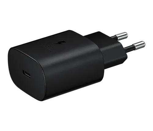 מטען קיר Samsung 25W עם חיבור USB Type-C בצבע שחור