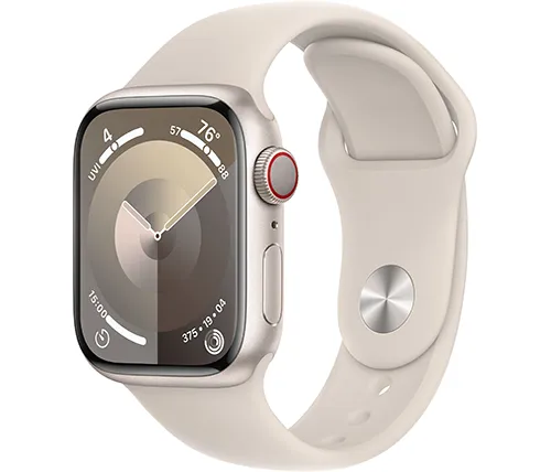 שעון חכם אפל Apple Watch Series 9 GPS + Cellular 41mm בצבע Starlight Case עם רצועת Starlight Band בגודל S/M