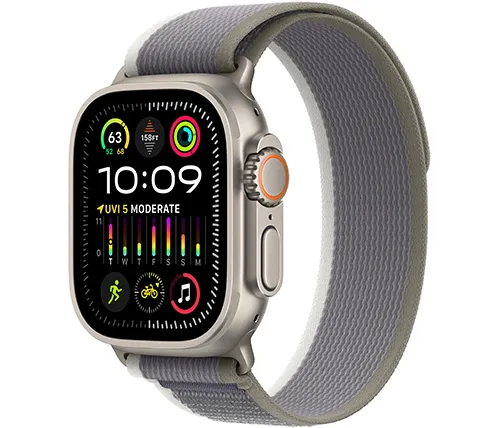 שעון חכם אפל Apple Watch Ultra 2 GPS + Cellular 49mm גוף Titanium עם רצועה Green/Grey Trail Loop בגודל S/M