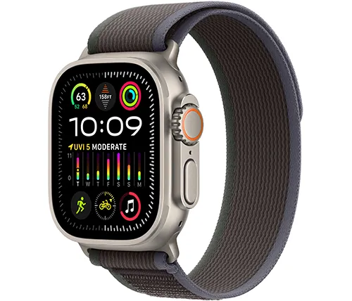 שעון חכם אפל Apple Watch Ultra 2 GPS + Cellular 49mm גוף Titanium עם רצועה Blue/Black Trail Loop בגודל S/M
