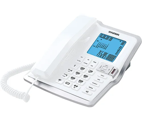 טלפון חוטי הכולל דיבורית Hyundai HDT2700WS בצבע לבן