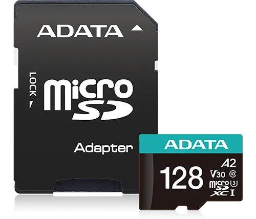 כרטיס זכרון ADATA Premier Pro Micro SDXC UHS-I U3 AUSDX128GUI3V30SA2-RA1 - בנפח 128GB כולל מתאם SD
